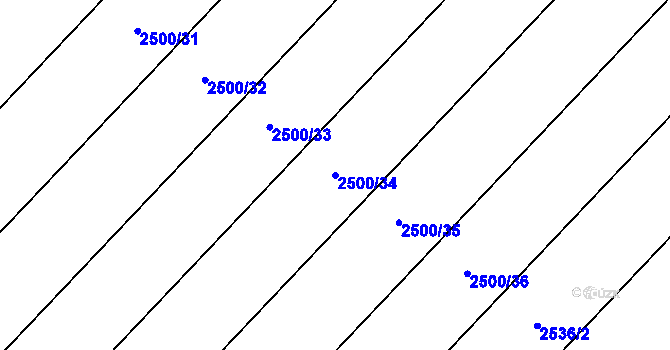 Parcela st. 2500/34 v KÚ Suchá Loz, Katastrální mapa