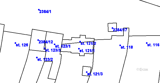 Parcela st. 121/2 v KÚ Suchá Loz, Katastrální mapa