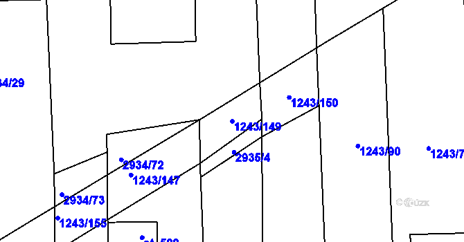 Parcela st. 1243/149 v KÚ Suchá Loz, Katastrální mapa