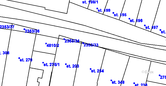 Parcela st. 2353/33 v KÚ Suchá Loz, Katastrální mapa