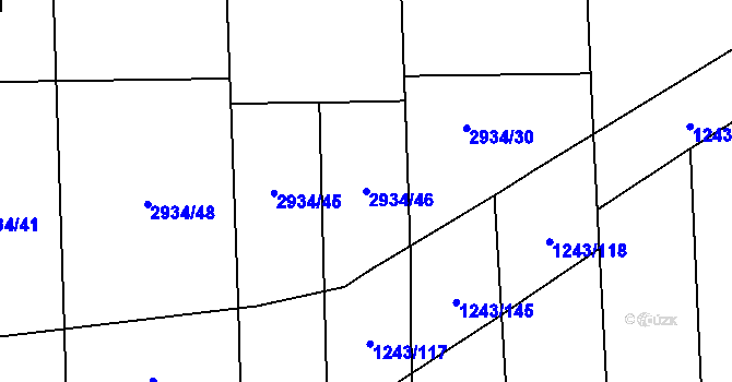 Parcela st. 2934/46 v KÚ Suchá Loz, Katastrální mapa