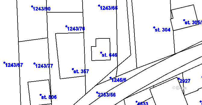 Parcela st. 646 v KÚ Suchá Loz, Katastrální mapa