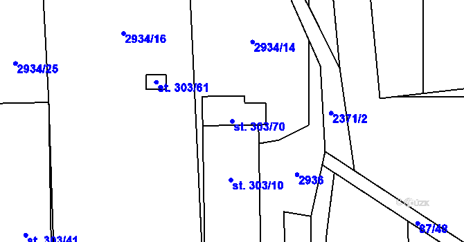Parcela st. 303/70 v KÚ Suchá Loz, Katastrální mapa