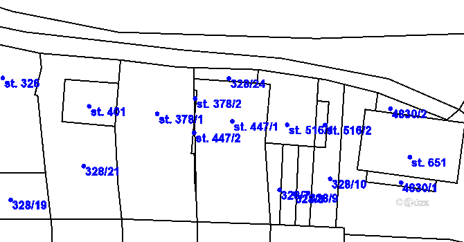 Parcela st. 447/1 v KÚ Suchá Loz, Katastrální mapa