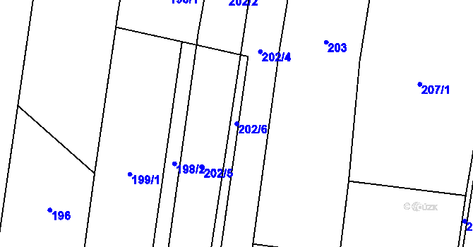Parcela st. 202/6 v KÚ Suchá Loz, Katastrální mapa
