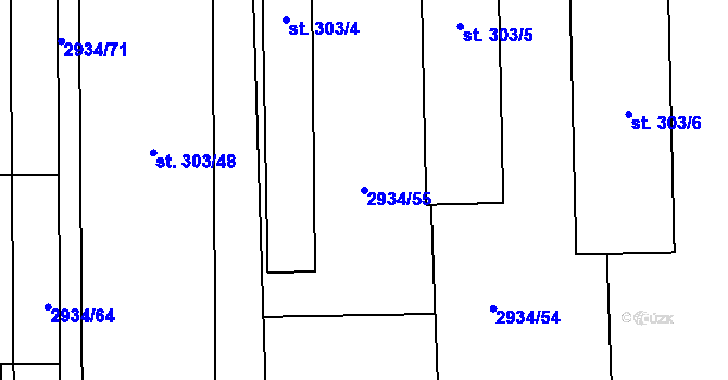 Parcela st. 2934/55 v KÚ Suchá Loz, Katastrální mapa