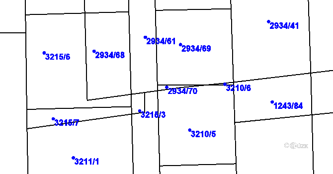 Parcela st. 2934/70 v KÚ Suchá Loz, Katastrální mapa