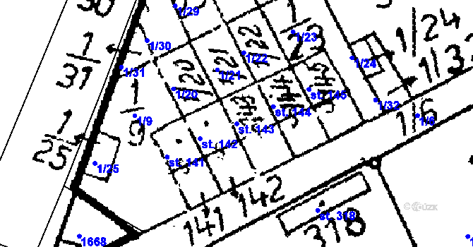 Parcela st. 143 v KÚ Dobřeň u Kutné Hory, Katastrální mapa