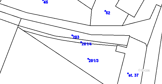 Parcela st. 281/4 v KÚ Malenovice u Kutné Hory, Katastrální mapa