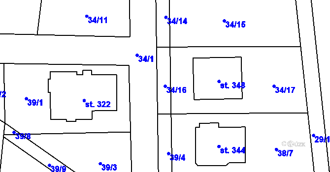 Parcela st. 34/16 v KÚ Suchdol u Kutné Hory, Katastrální mapa