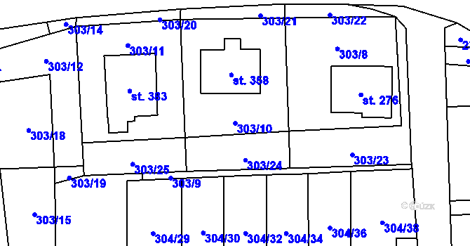 Parcela st. 303/10 v KÚ Suchdol u Kutné Hory, Katastrální mapa