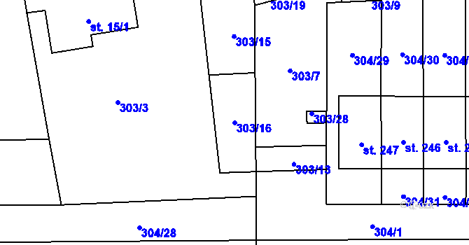 Parcela st. 303/16 v KÚ Suchdol u Kutné Hory, Katastrální mapa