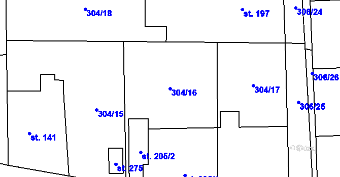 Parcela st. 304/16 v KÚ Suchdol u Kutné Hory, Katastrální mapa