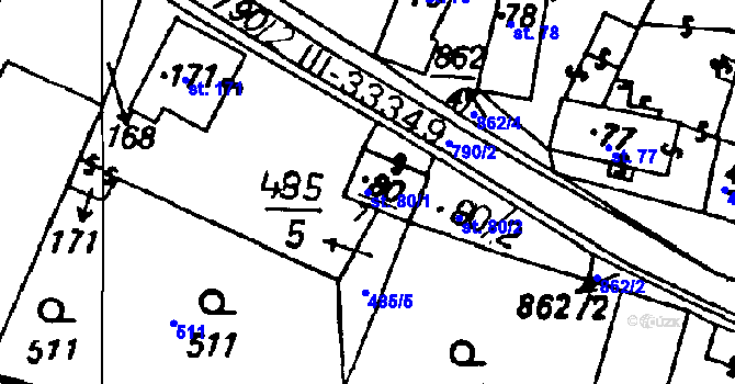 Parcela st. 80/1 v KÚ Suchdol u Kutné Hory, Katastrální mapa
