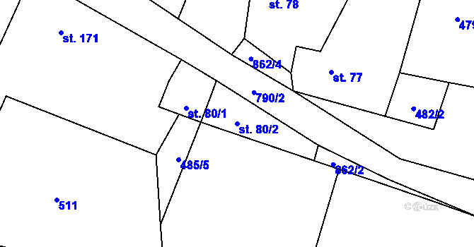 Parcela st. 80/2 v KÚ Suchdol u Kutné Hory, Katastrální mapa