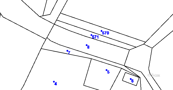 Parcela st. 8 v KÚ Labutice, Katastrální mapa
