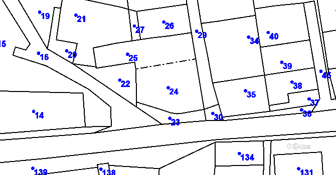 Parcela st. 24 v KÚ Labutice, Katastrální mapa