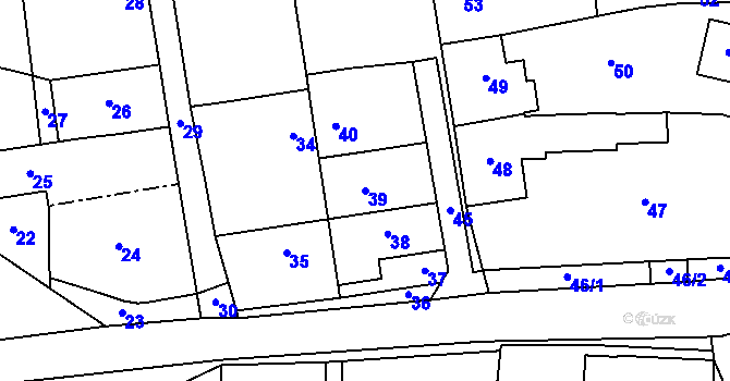 Parcela st. 39 v KÚ Labutice, Katastrální mapa