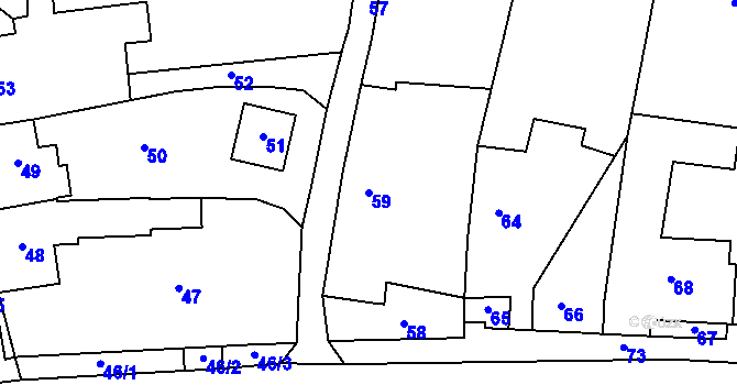 Parcela st. 59 v KÚ Labutice, Katastrální mapa