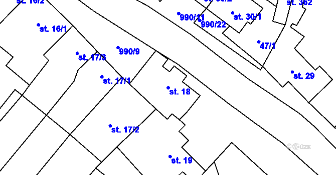 Parcela st. 18 v KÚ Suchdol u Konice, Katastrální mapa