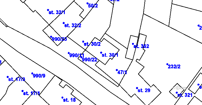 Parcela st. 30/1 v KÚ Suchdol u Konice, Katastrální mapa
