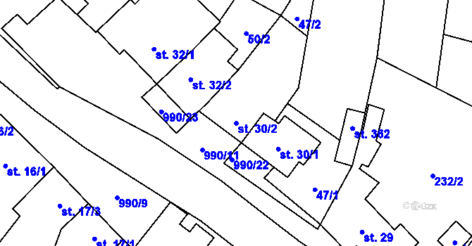 Parcela st. 30/2 v KÚ Suchdol u Konice, Katastrální mapa