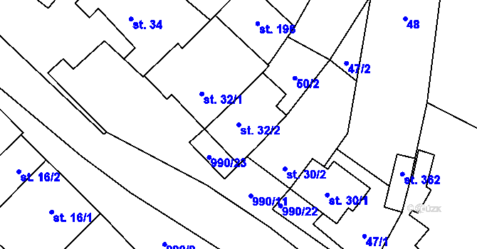 Parcela st. 32/2 v KÚ Suchdol u Konice, Katastrální mapa