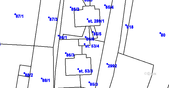 Parcela st. 53/4 v KÚ Suchdol u Konice, Katastrální mapa