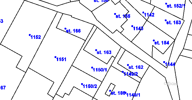 Parcela st. 163 v KÚ Suchdol u Konice, Katastrální mapa
