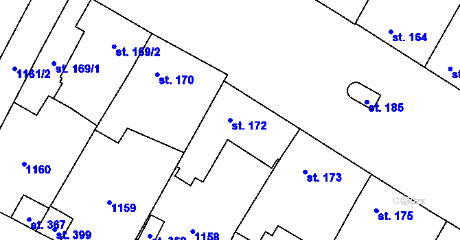 Parcela st. 172 v KÚ Suchdol u Konice, Katastrální mapa