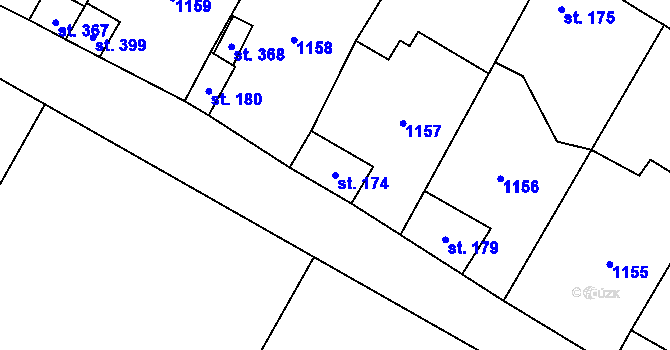 Parcela st. 174 v KÚ Suchdol u Konice, Katastrální mapa