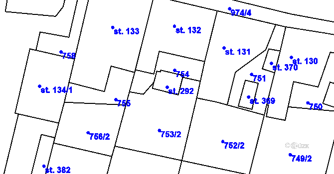 Parcela st. 292 v KÚ Suchdol u Konice, Katastrální mapa