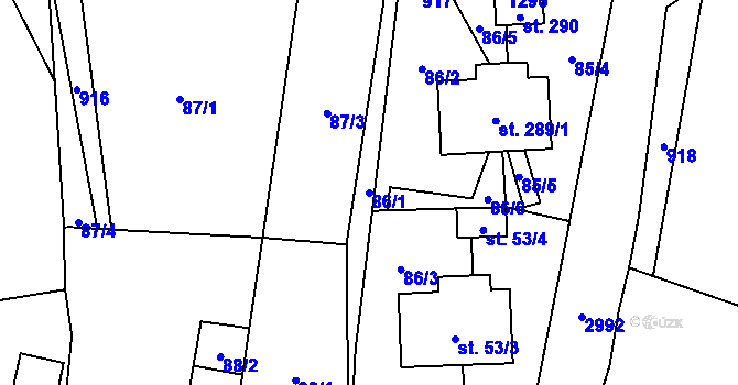 Parcela st. 86/1 v KÚ Suchdol u Konice, Katastrální mapa