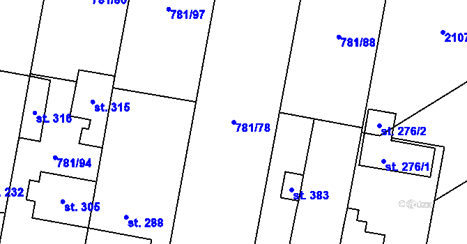Parcela st. 781/78 v KÚ Suchdol u Konice, Katastrální mapa