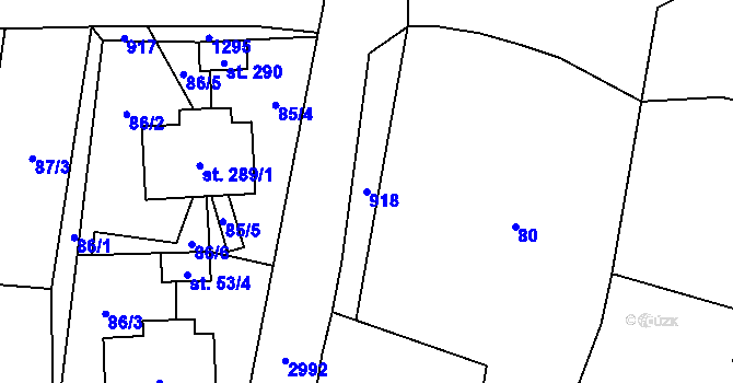 Parcela st. 918 v KÚ Suchdol u Konice, Katastrální mapa