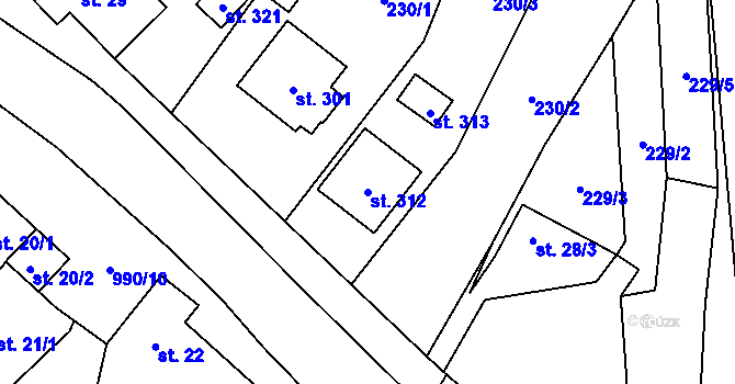 Parcela st. 312 v KÚ Suchdol u Konice, Katastrální mapa