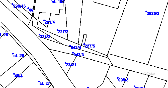 Parcela st. 227/5 v KÚ Suchdol u Konice, Katastrální mapa