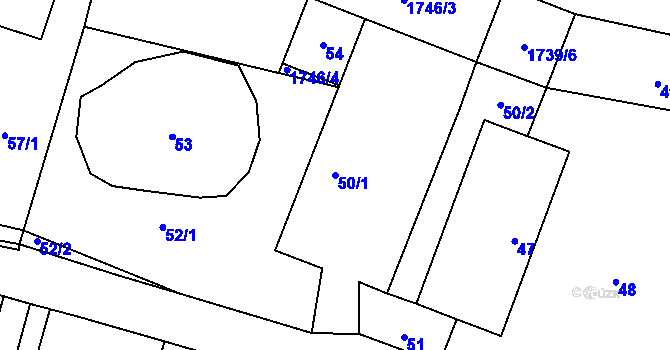 Parcela st. 50/1 v KÚ Suchdol nad Lužnicí, Katastrální mapa