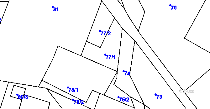 Parcela st. 77/1 v KÚ Suchdol nad Lužnicí, Katastrální mapa