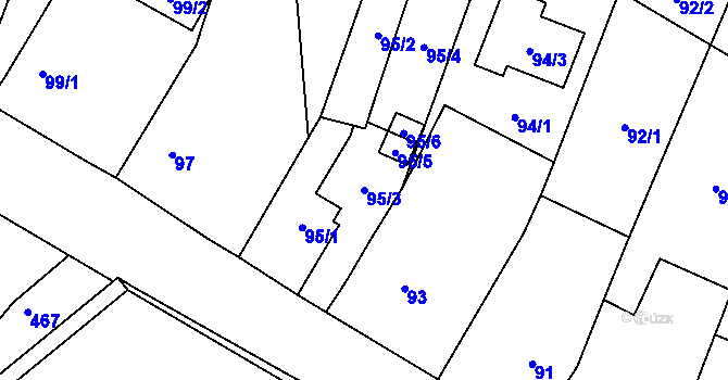 Parcela st. 95/3 v KÚ Suchdol nad Lužnicí, Katastrální mapa