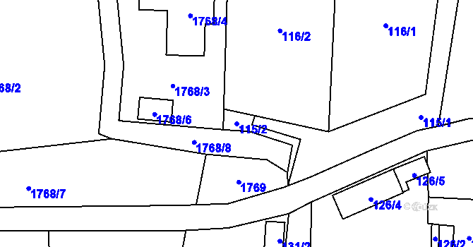 Parcela st. 115/2 v KÚ Suchdol nad Lužnicí, Katastrální mapa