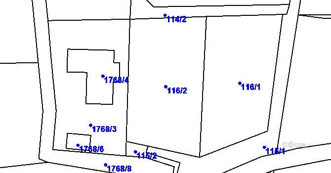 Parcela st. 116/2 v KÚ Suchdol nad Lužnicí, Katastrální mapa