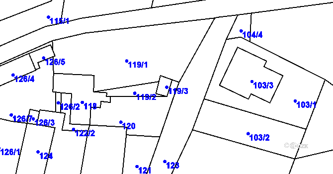 Parcela st. 119/3 v KÚ Suchdol nad Lužnicí, Katastrální mapa