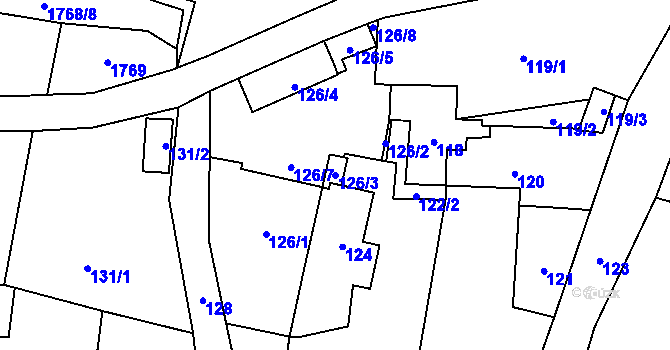 Parcela st. 126/3 v KÚ Suchdol nad Lužnicí, Katastrální mapa
