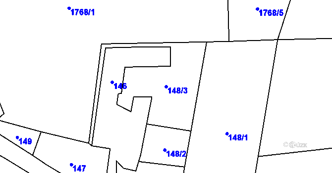 Parcela st. 148/3 v KÚ Suchdol nad Lužnicí, Katastrální mapa