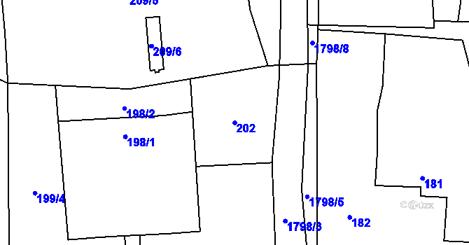 Parcela st. 202 v KÚ Suchdol nad Lužnicí, Katastrální mapa