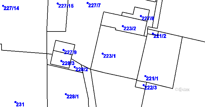 Parcela st. 223/1 v KÚ Suchdol nad Lužnicí, Katastrální mapa