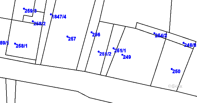 Parcela st. 251/2 v KÚ Suchdol nad Lužnicí, Katastrální mapa