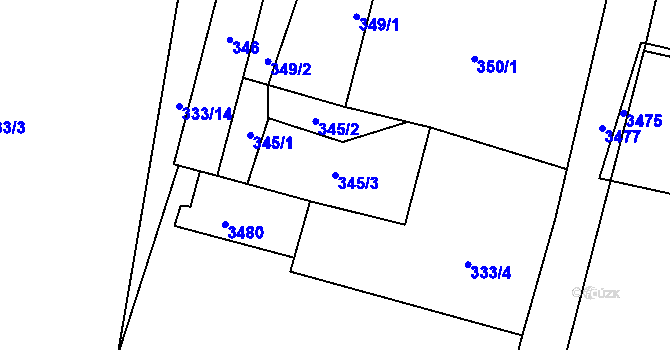 Parcela st. 345/3 v KÚ Suchdol nad Lužnicí, Katastrální mapa
