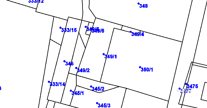 Parcela st. 349/1 v KÚ Suchdol nad Lužnicí, Katastrální mapa